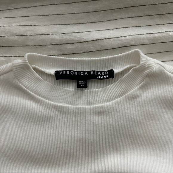 Veronica Beard Lyon Top White Ribbed Puff Long Sleeve Top - Picture 8 of 11